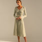 Knitted Belted V-neck Midi Dress Stephanie
