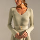 Knitted Belted V-neck Midi Dress Stephanie
