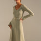 Knitted Belted V-neck Midi Dress Stephanie